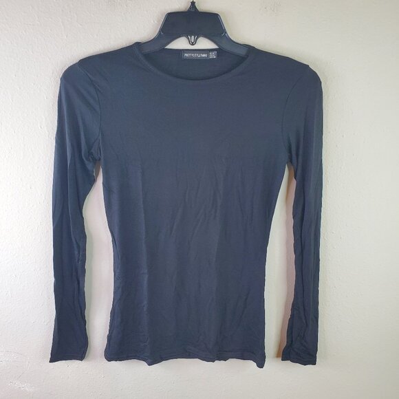 Pretty Little Thing Womens Black Basic Long Sleeve Fitted Top 6 - Picture 1 of 9